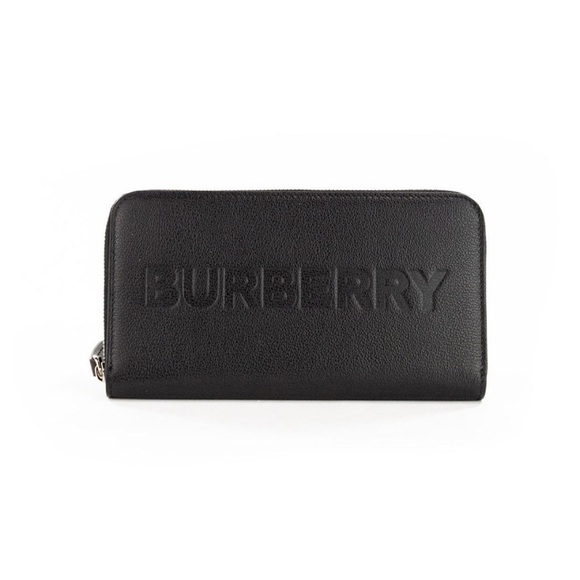 Burberry Elmore Black Embossed Logo Leather Continental Clutch Wallet - Picture 1 of 9